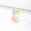 Korea Jewelry Exquisite 14K Real Gold Plated AAA Zircon Ring Elegant Women's Opening Adjustable Wedding Gift