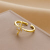 Korea Jewelry Exquisite 18K Real Gold Plated AAA Zircon Ring Elegant Women's Opening Adjustable Wedding Gift