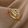 Korea Jewelry Exquisite 18K Real Gold Plated AAA Zircon Ring Elegant Women's Opening Adjustable Wedding Gift