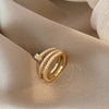 Korea Jewelry Exquisite 18K Real Gold Plated AAA Zircon Ring Elegant Women's Opening Adjustable Wedding Gift