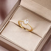 Korea Jewelry Exquisite 18K Real Gold Plated AAA Zircon Ring Elegant Women's Opening Adjustable Wedding Gift