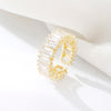 Korea Jewelry Exquisite 18K Real Gold Plated AAA Zircon Ring Elegant Women's Opening Adjustable Wedding Gift