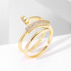 Korea Jewelry Exquisite 18K Real Gold Plated AAA Zircon Ring Elegant Women's Opening Adjustable Wedding Gift