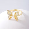 Korea Jewelry Exquisite 18K Real Gold Plated AAA Zircon Ring Elegant Women's Opening Adjustable Wedding Gift