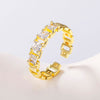 Korea Jewelry Exquisite 18K Real Gold Plated AAA Zircon Ring Elegant Women's Opening Adjustable Wedding Gift