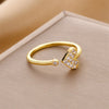 Korea Jewelry Exquisite 18K Real Gold Plated AAA Zircon Ring Elegant Women's Opening Adjustable Wedding Gift