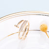 Korea Jewelry Exquisite 18K Real Gold Plated AAA Zircon Ring Elegant Women's Opening Adjustable Wedding Gift