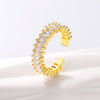 Korea Jewelry Exquisite 18K Real Gold Plated AAA Zircon Ring Elegant Women's Opening Adjustable Wedding Gift