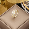 Korea Jewelry Exquisite 18K Real Gold Plated AAA Zircon Ring Elegant Women's Opening Adjustable Wedding Gift