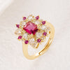 Korea Jewelry Exquisite 18K Real Gold Plated AAA Zircon Ring Elegant Women's Opening Adjustable Wedding Gift