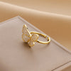 Korea Jewelry Exquisite 18K Real Gold Plated AAA Zircon Ring Elegant Women's Opening Adjustable Wedding Gift