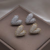 Korea Jewelry Exquisite Luxurious Full Zircon Heart Earrings Sweet and Elegant Women's Evening Party Accessories