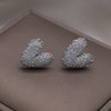 Korea Jewelry Exquisite Luxurious Full Zircon Heart Earrings Sweet and Elegant Women's Evening Party Accessories