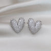 Korea Jewelry Exquisite Luxurious Full Zircon Heart Earrings Sweet and Elegant Women's Evening Party Accessories