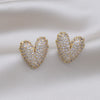 Korea Jewelry Exquisite Luxurious Full Zircon Heart Earrings Sweet and Elegant Women's Evening Party Accessories