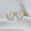 Korea Jewelry Exquisite Luxurious Full Zircon Heart Earrings Sweet and Elegant Women's Evening Party Accessories