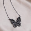 Korea Jewelry  Black Zircon Butterfly Pendant Necklace Elegant Women Sexy Clavicle Prom Party Accessories