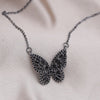 Korea Jewelry  Black Zircon Butterfly Pendant Necklace Elegant Women Sexy Clavicle Prom Party Accessories