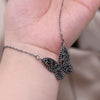 Korea Jewelry  Black Zircon Butterfly Pendant Necklace Elegant Women Sexy Clavicle Prom Party Accessories