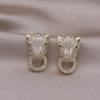 Korea Jewelry  Colored Zircon 14K Gold Electroplated Animal Leopard Earrings Elegant Women's Party Accessories