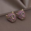 Korea Jewelry  Colored Zircon 14K Gold Electroplated Animal Leopard Earrings Elegant Women's Party Accessories