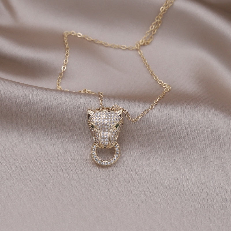 Korea Jewelry  Colored Zircon 14K Gold Electroplated Animal Leopard Earrings Elegant Women's Party Accessories