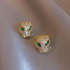 Korea Jewelry  Colored Zircon 14K Gold Electroplated Animal Leopard Earrings Elegant Women's Party Accessories