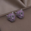 Korea Jewelry  Colored Zircon 14K Gold Electroplated Animal Leopard Earrings Elegant Women's Party Accessories