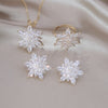 Korea Jewelry  Copper Inlaid Zircon 14K Gold plated Flower Jewelry Set Elegant Women Wedding Party Accessories