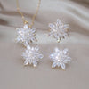 Korea Jewelry  Copper Inlaid Zircon 14K Gold plated Flower Jewelry Set Elegant Women Wedding Party Accessories