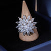Korea Jewelry  Zircon Three Layers Rotatable Flower Ring Shiny Women Wedding Party Opening Adjustable Ring