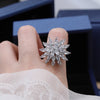 Korea Jewelry  Zircon Three Layers Rotatable Flower Ring Shiny Women Wedding Party Opening Adjustable Ring