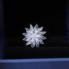 Korea Jewelry  Zircon Three Layers Rotatable Flower Ring Shiny Women Wedding Party Opening Adjustable Ring