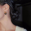 Korea Jewelry Sweet Love Black Round Crystal Tassel Pendant Earrings Simple Elegant Women's Daily Work Accessories