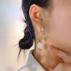 Korea Jewelry White Resin Camellia Pendant Leaf Crystal Earrings Elegant Women Summer Matching Skirt Accessories