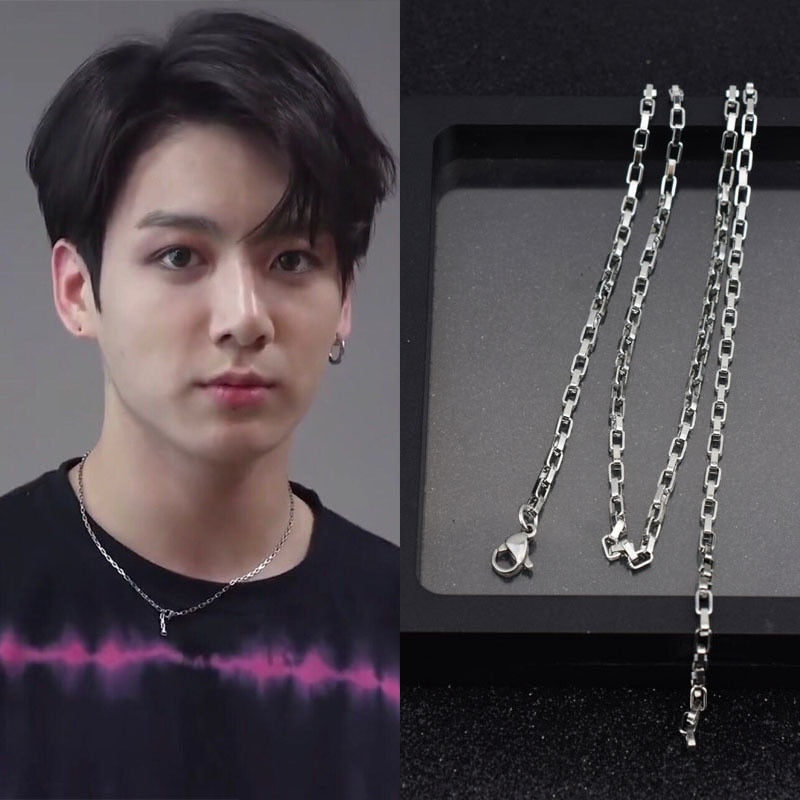 Korea Steel Jewelry 316l Stainless Steel Chain Necklace men's silver color Necklace Hip Hop women Jewelry kpop