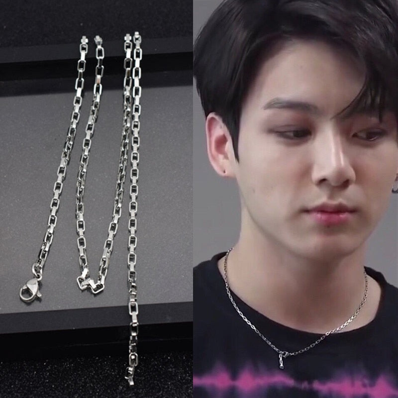 Korea Steel Jewelry 316l Stainless Steel Chain Necklace men's silver color Necklace Hip Hop women Jewelry kpop