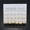 Korea Style 12 Pairs Sets Round Square Ball Alloy Crystal Stud Pearl Earrings For Women Hot-selling Cute Stud Earring