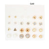 Korea Style 12 Pairs Sets Round Square Ball Alloy Crystal Stud Pearl Earrings For Women Hot-selling Cute Stud Earring