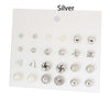 Korea Style 12 Pairs Sets Round Square Ball Alloy Crystal Stud Pearl Earrings For Women Hot-selling Cute Stud Earring