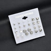 Korea Style 12 Pairs Sets Round Square Ball Alloy Crystal Stud Pearl Earrings For Women Hot-selling Cute Stud Earring