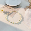 Korea Summer Sweet Simple Lace Beaded Flower Green Lace Pendant Choker Necklace for Women Aesthetic Jewelry