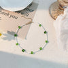 Korea Summer Sweet Simple Lace Beaded Flower Green Lace Pendant Choker Necklace for Women Aesthetic Jewelry