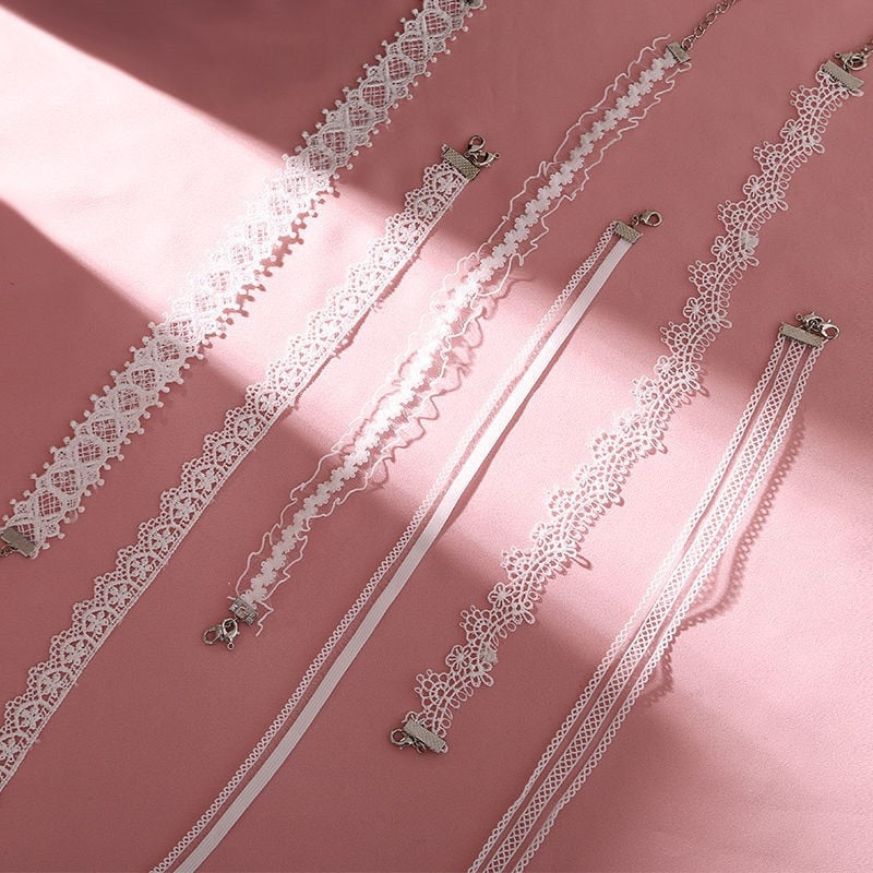 Korea White Daisy Sun Flower Lace Fabric Fairy Neckband Jewelry Flower Collar Necklace Choker Clavicle Chain Necklace Female