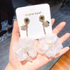 Korea jewelry exaggerated hand-woven large white flower earrings long holiday party statement earrings for women