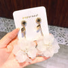 Korea jewelry exaggerated hand-woven large white flower earrings long holiday party statement earrings for women