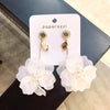 Korea jewelry exaggerated hand-woven large white flower earrings long holiday party statement earrings for women