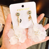 Korea jewelry exaggerated hand-woven large white flower earrings long holiday party statement earrings for women
