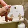 Korea Jewelry Exquisite 14K Gold plated Zircon Shell Flower Earring Sweet Student Gifts Women's Wedding earring