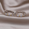 Korea's Design Jewelry 14K Gold Plated Zircon Contrast Cross hoop Earrings Elegant Women's Daily Work Accessories